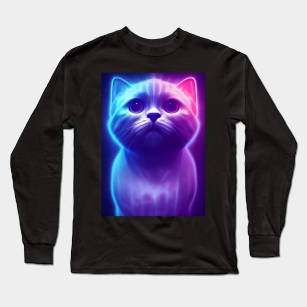 Blue Violet Astrocat Long Sleeve T-Shirt by Dream of Bunnies